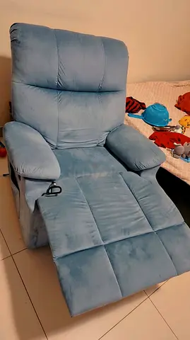 Light Blue Recliner Armchair — Comfortable Single Seat with Footrest