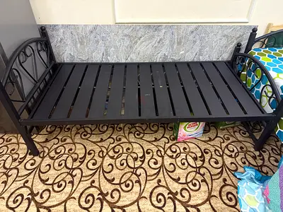 Single Metal detachable Bed Frame - Black, Sturdy Slatted Base