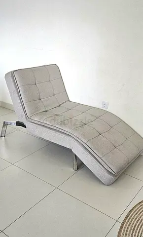 Modern Grey Fabric Chaise Lounge Chair