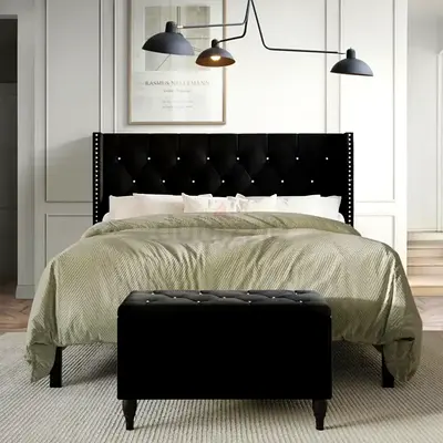 Dimond button tufted design king bed set