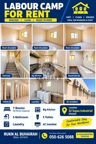Fully Maintained Camp For Rent•Bigger Size Rooms•AC installed •