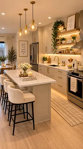 Modern open-plan kitchen island