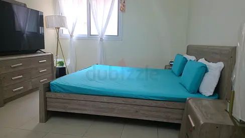 Wooden Queen Bed Frame with Matching Nightstand and Dresser - Good Condition