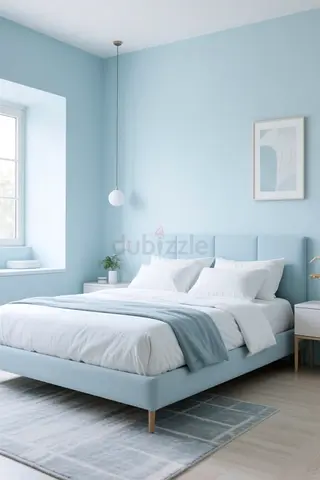 Stylish cozy Sky blue colour 160*200 queen size bed.