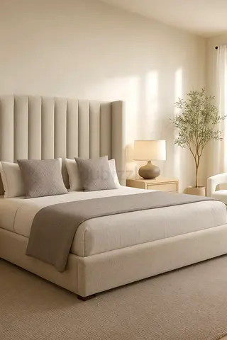 Beige Upholstered Double Bed with out matters