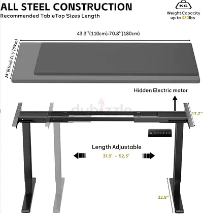 Electric Standing Desk Frame - Dual Motor, Height Adjustable, Black - Brand New in Box