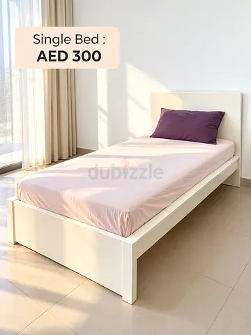 Single Bed with Mattress and Bed Sheets