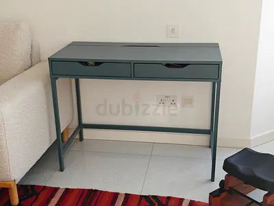 IKEA ALEX Desk (dark grey) Slim two-drawer writing desk in dark green - excellent condition