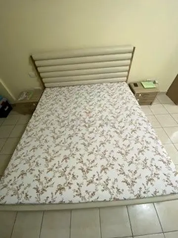King size bed with headboard, mattress and bed sides - good condition
