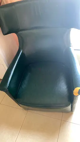 Green leather single armchair - good condition