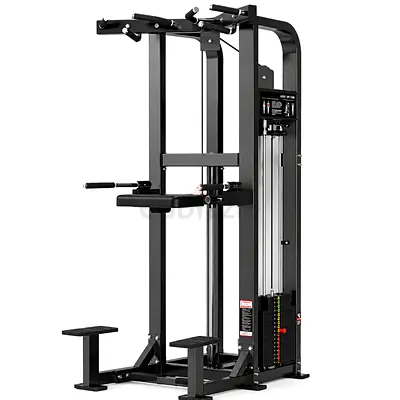 Multi-function Vertical Knee Raise Dip Pull-up Station with Weight Stack