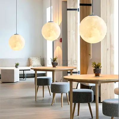 Set of 3 Moon Pendant Ceiling Lamps – Warm Ambient Lighting