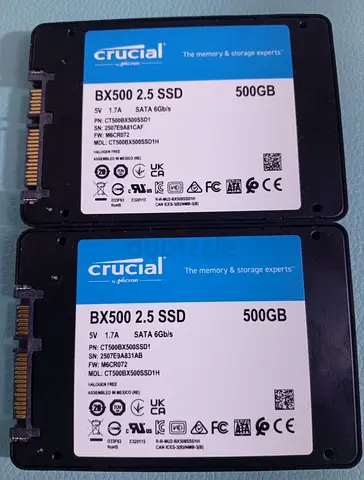 Pair of Crucial BX500 500GB 2.5" SATA SSDs