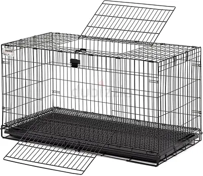 Almost new pet metal cage with removable bottom crate and plastic pan