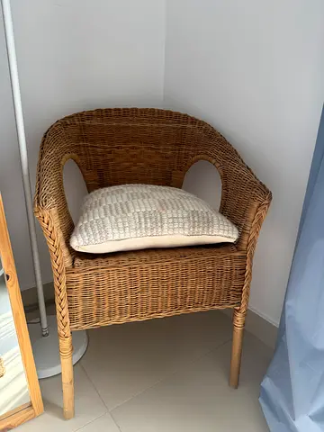 IKEA Natural rattan wicker accent chair with cushion - good condition