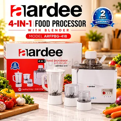 Aardee 4-in-1 Food Processor with Blender (Model ARFPBG-418) - Like New