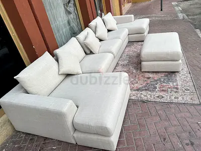 Amazing Condition Marina Home feather 🪶 filled U Shape Sofa Beige with footstool