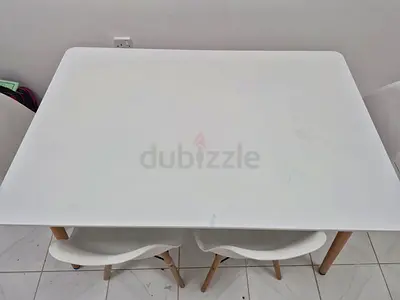 White Dining Table with 4 Matching Chairs - Scandinavian Style