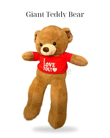 Giant Teddy Bear with "I LOVE YOU!" Shirt - Perfect Gift
