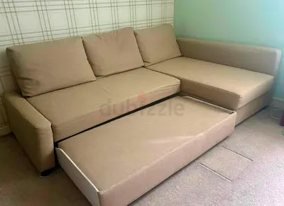 IKEA L shap Sofa store cum bed beige color
