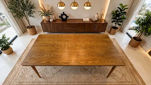 Solid Wood Dining Table - Midcentury Style, Good Condition