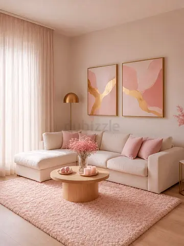 New Elegant style creamy pink colour L shaped 3 seatsofa