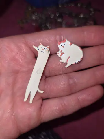 Handmade Unique Clay Cat Earrings