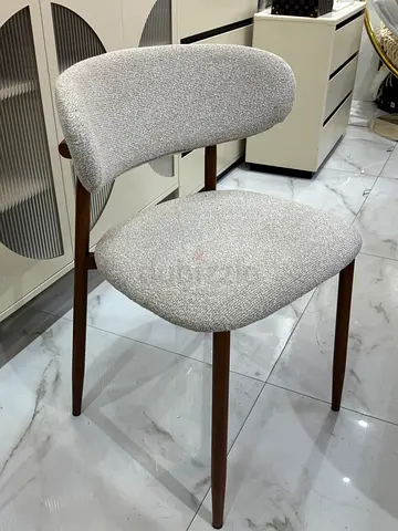 Mid-century Dining Chairs with Light Grey Upholstery