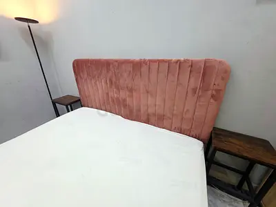 Velvet Upholstered king  Bed size bed Headboard in Rose Pink 180×200cm