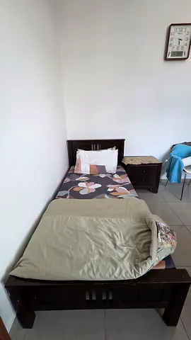 Solid Wood 2 nos single Beds with Mattress and one Bedside Table