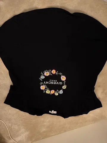 Black Givenchy Paris T-shirt with Floral Wreath - Size 12+y Gently Used