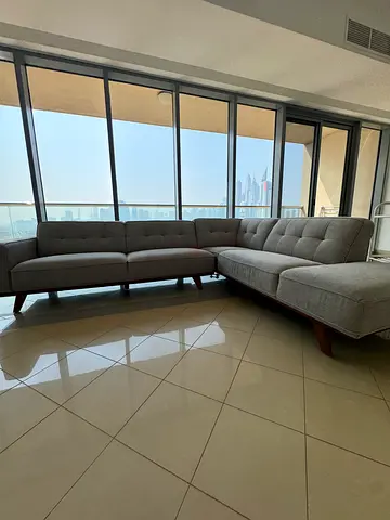 Home Centre- Murano ,Light grey L-shaped fabric corner sofa — good condition from Home Centr