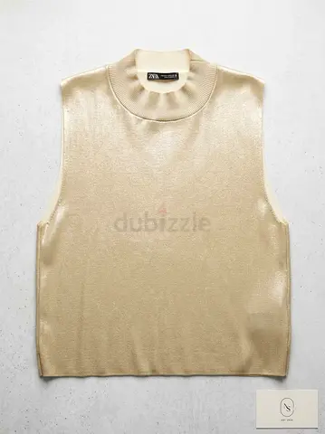 Zara sleeveless knit top - gold, size L