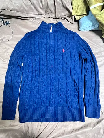 Navy Ralph Lauren Cable Knit Half-Zip Sweater - Medium
