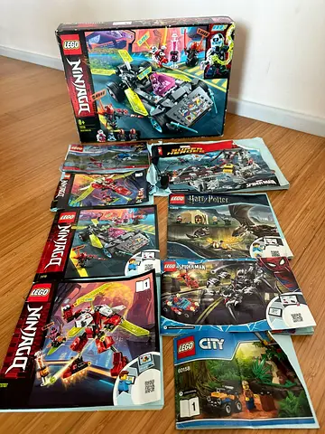 7 COMPLETE LEGO SETS – 7.4 KG – SPIDER-MAN, HARRY POTTER, JURASSIC WORLD & NINJAGO