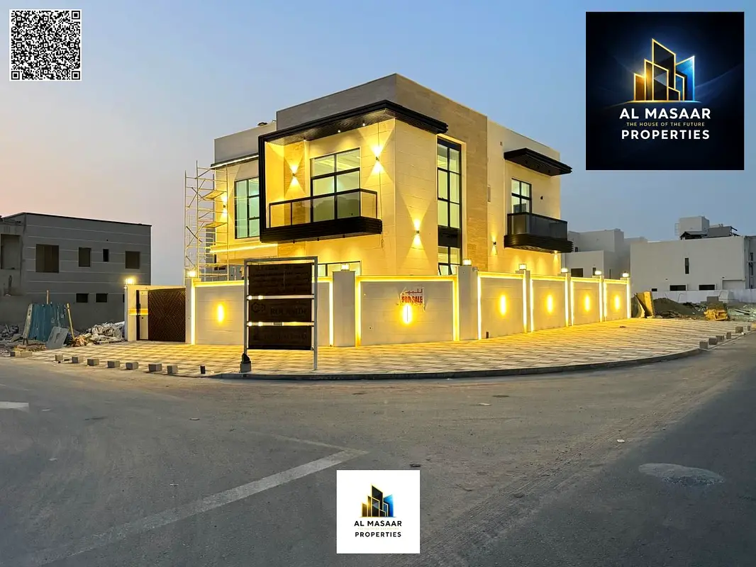 زاوية شارعين | 5 غرف ماستر | طابقين وروف | تصميم استثنائي وموقع مميز | شامل رسوم التسجيل والتمليك
