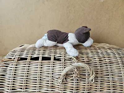 Small brown & beige stuffed puppy plush toy - gently used