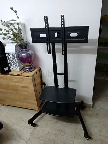North bayou Mobile TV Stand on Wheels - Adjustable Height, Black