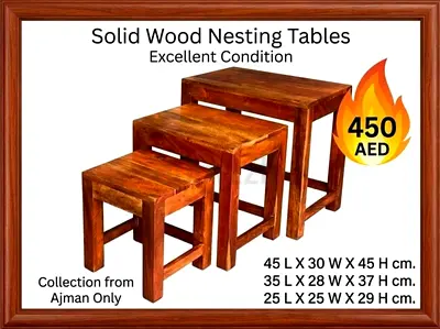 Solid wood nesting tables- nest of 3 tables