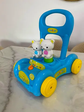 Blue Push Ride-On Walker with Bear Toys