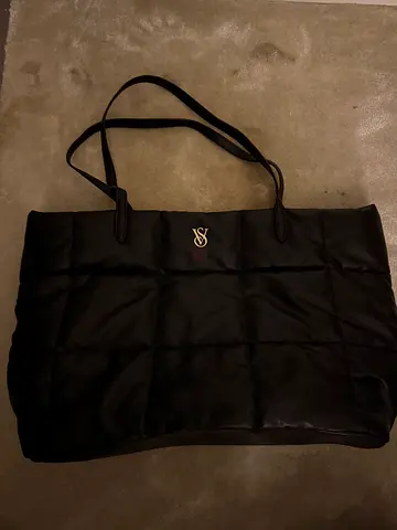 victoria secret Large Black Quilted Tote Bag with Shoulder Straps