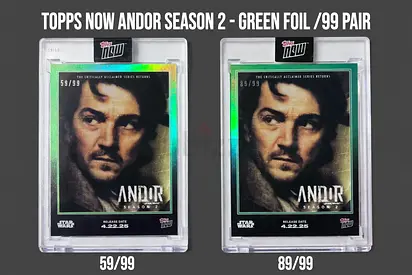 Topps Now Andor Season 2 Green Foil #/99 Pair — 59/99 & 89/99 (Graded/Protected)