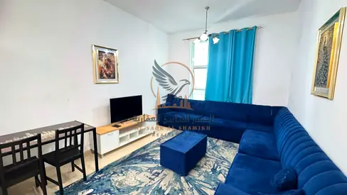 For monthly rent: One-bedroom apartment with a living room, fully furnished, on Khalifa Street, near Safir Mall.
