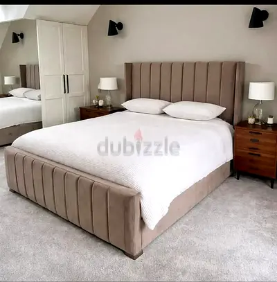 Brand New King Size Bed Frame With Panel Line Headboard For Sale. 180*200 King Size Bed Set