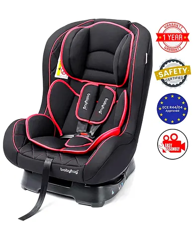 Convertible Car Seat - Black with Red Trim (ECE R44/04) Babyhug Expedition 3-in-1 Convertible