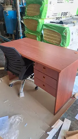 wooden office desk with 3 drawers and chair - good