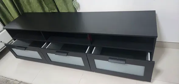 Black 3-Drawer TV Console / Entertainment Unit - Good Condition