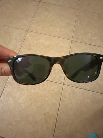 Classic tortoiseshell rayban sunglasses with black lenses, gently used