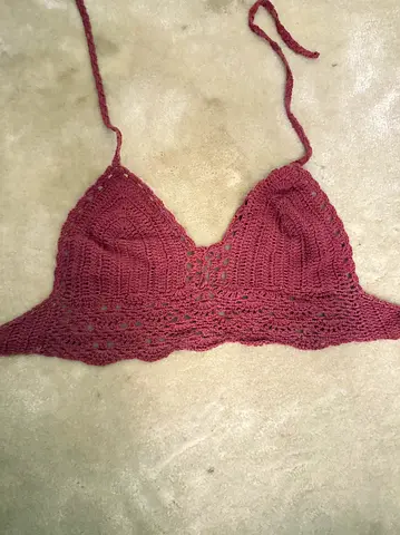 Handmade Crochet Bralette Top - Maroon