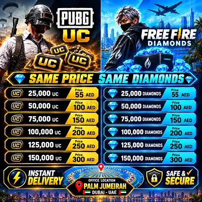 Pubg UC Free fire Diamonds